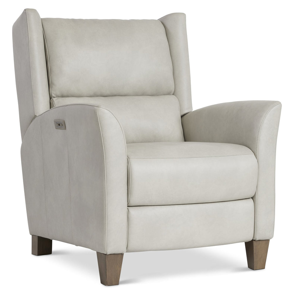 Bernhardt Bernhardt Weller Leather Power Motion Chair With Usb, Exposed Wood Legs, Deep Stitched Cushions Recline 231RLO