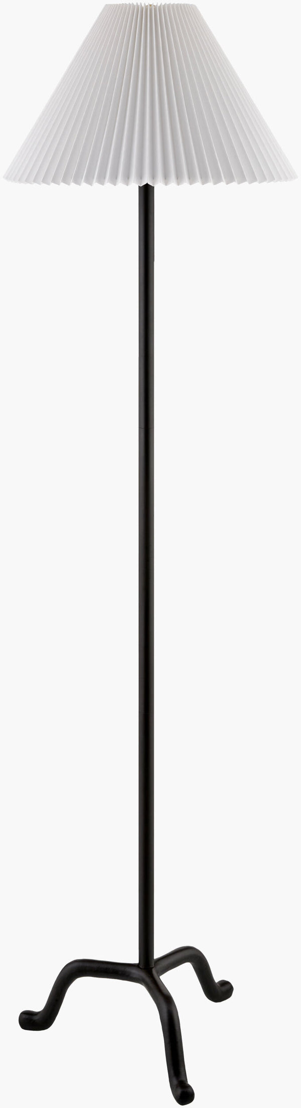 Surya Kukio 63" Accent Floor Lamp - Timeless Elegance With Hand-painted Iron & Warm Linen Shade For Home Decor Body, Black,Shade, White,Finial, Black,Harp, Metallic ,Gold,Cord, Translucent Iron,Linen,Polyester,Iron Kuk-004