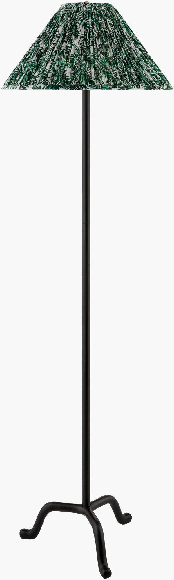 Surya Kukio 63" Accent Floor Lamp - Timeless Elegance With Hand-painted Iron & Warm Linen Shade For Home Decor Body, Black,Shade (Outside), Green,Shade (Inside), White,Finial, Black,Harp, Metallic ,Gold,Cord, Translucent Iron,Linen,Polyester,Iron Kuk-005