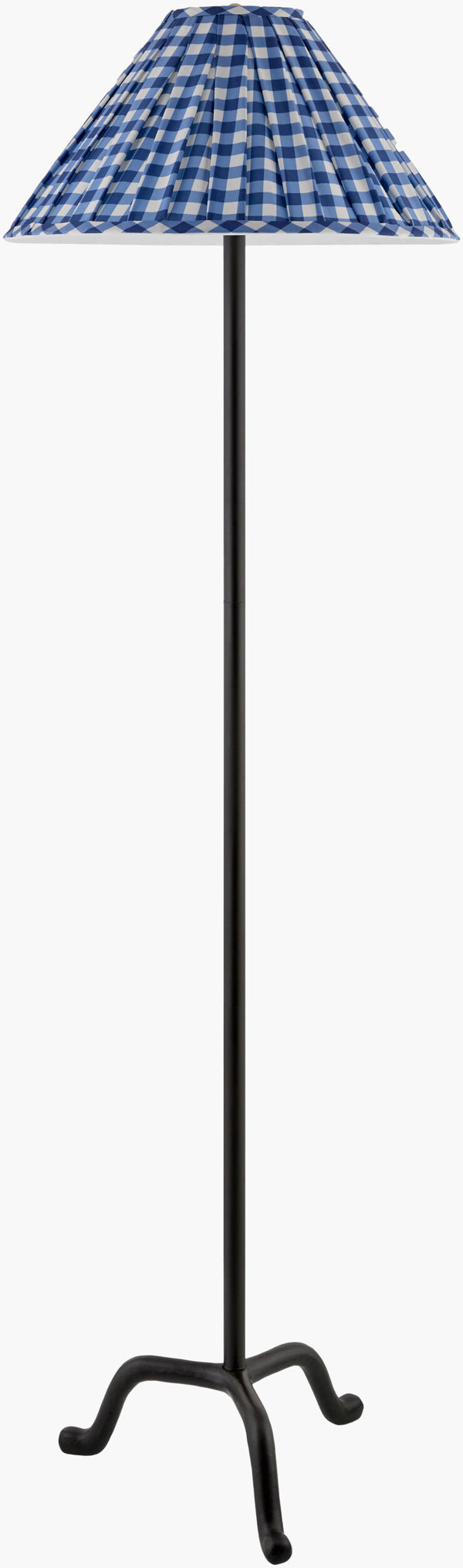Surya Kukio 63" Accent Floor Lamp - Timeless Elegance With Hand-painted Iron & Warm Linen Shade For Home Decor Body, Black,Shade (Outside), Blue,Shade (Inside), White,Finial, Black,Harp, Metallic ,Gold,Cord, Translucent Iron,Linen,Polyester,Iron Kuk-006