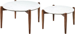 Kumasi KUM-001 18"H x 34"W x 34"D, 12"H x 28"W x 28"D Coffee Table KUM001-SET  Top: White; Base: Brown Surya