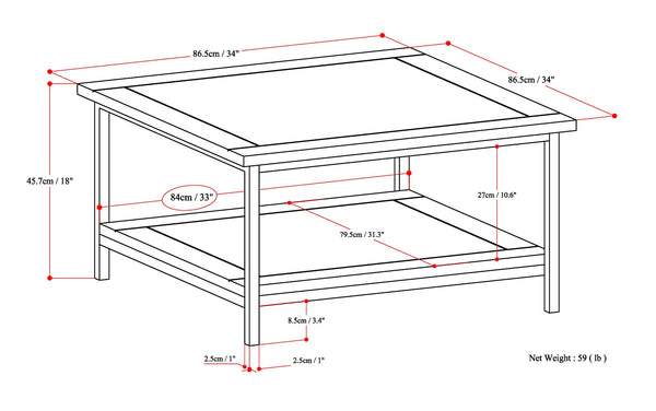 English Elm Skyler Square Coffee Table - Handcrafted Mango Wood With Charcoal Metal Frame & Storage Shelf B136P159614-GIGA