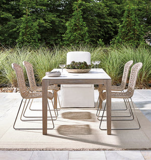Bernhardt Bernhardt Dekton Top Teak Base Dining Table 85" — Weatherproof Modern Outdoor-Indoor Statement Piece K2202