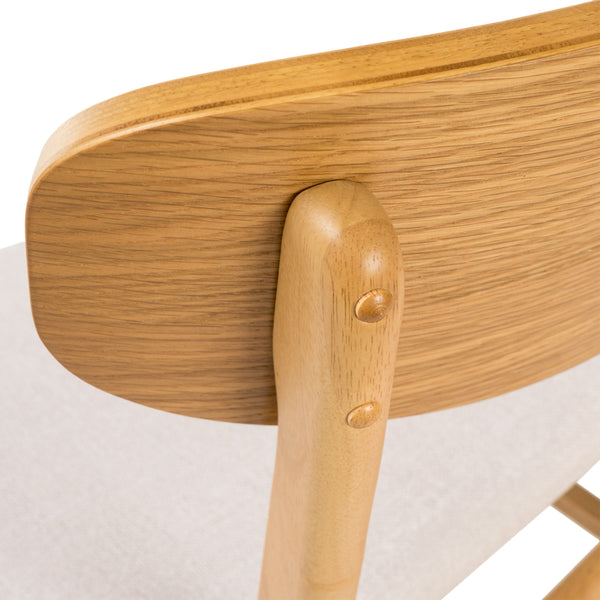 English Elm Christopher Knight Home® - DINING Chair with Cushioned Fabric Seat and Solid Rubberwood Legs, Natural Oak Finish, Stylish Comfort Light beige 58925.00LBE