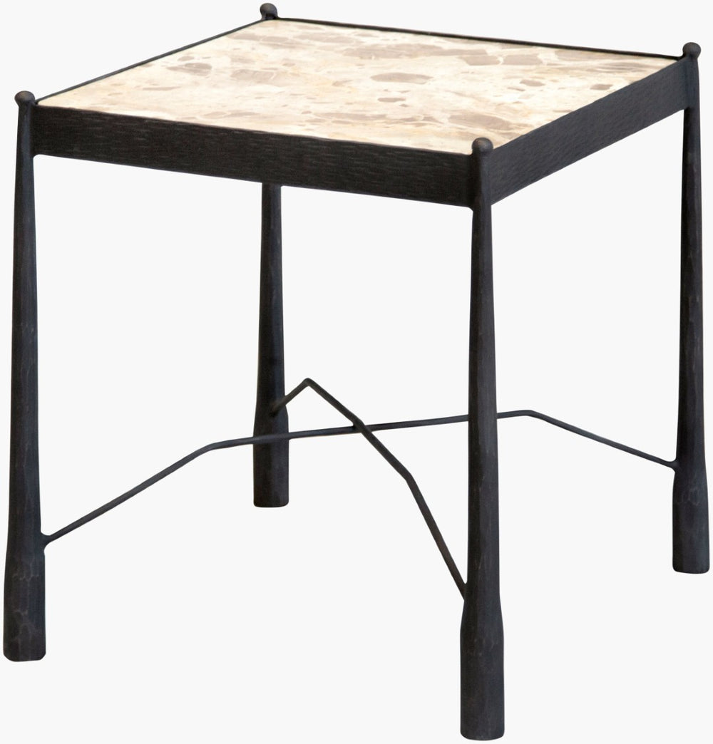 Surya Kurast Geometric End Table Outdoor Safe Minimalist Side for Patio or Living Room KURT001-222020