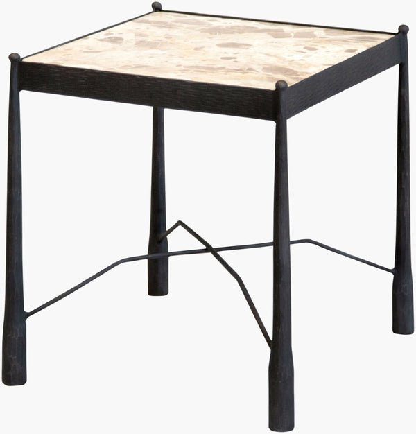 Surya Kurast Geometric End Table Outdoor Safe Minimalist Side for Patio or Living Room KURT001-222020