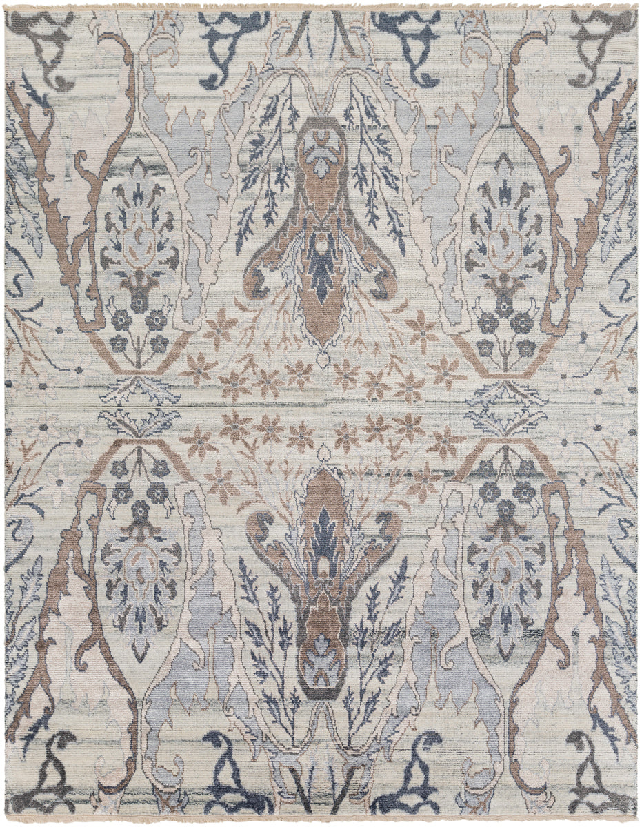 Kushal KUS-2302 8' x 10' Handmade Rug KUS2302-810  Silver Gray, Off-White, Gray, Taupe, Ivory Surya