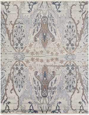 Kushal KUS-2302 8' x 10' Handmade Rug KUS2302-810  Silver Gray, Off-White, Gray, Taupe, Ivory Surya