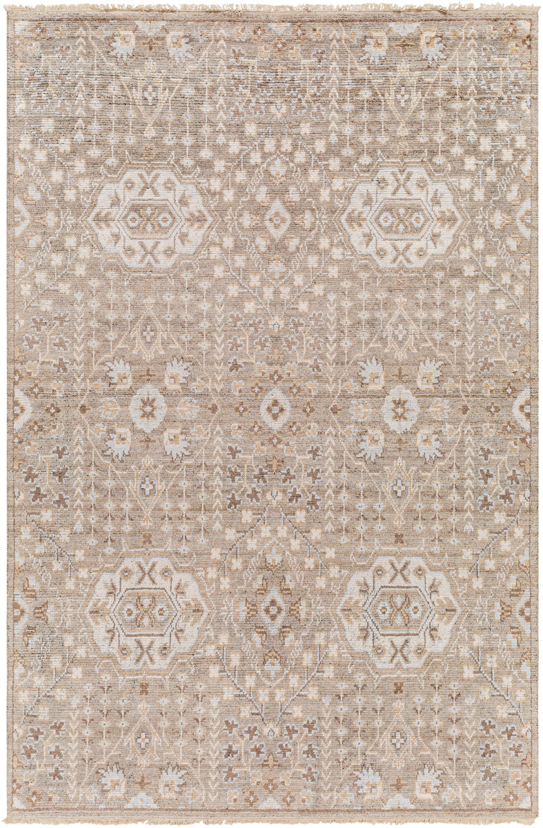 Kushal KUS-2303 6' x 9' Handmade Rug KUS2303-69  Brown, Taupe, Charcoal, Ice Blue, Light Beige Surya