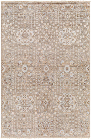 Kushal KUS-2303 6' x 9' Handmade Rug KUS2303-69  Brown, Taupe, Charcoal, Ice Blue, Light Beige Surya