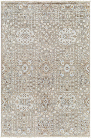 Surya Kushal 2' X 3' Handmade Wool & Viscose Rug - Luxurious High Pile With Elegant Fringe For Timeless Style Brown Viscose,Wool Kus2303-23