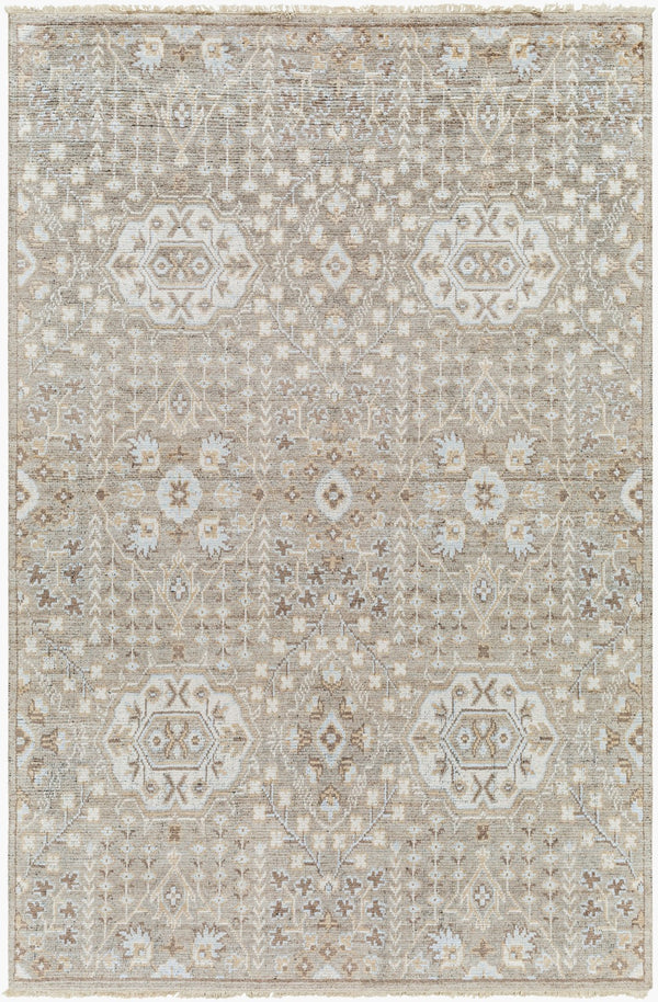 Surya Kushal 2' X 3' Handmade Wool & Viscose Rug - Luxurious High Pile With Elegant Fringe For Timeless Style Brown Viscose,Wool Kus2303-23