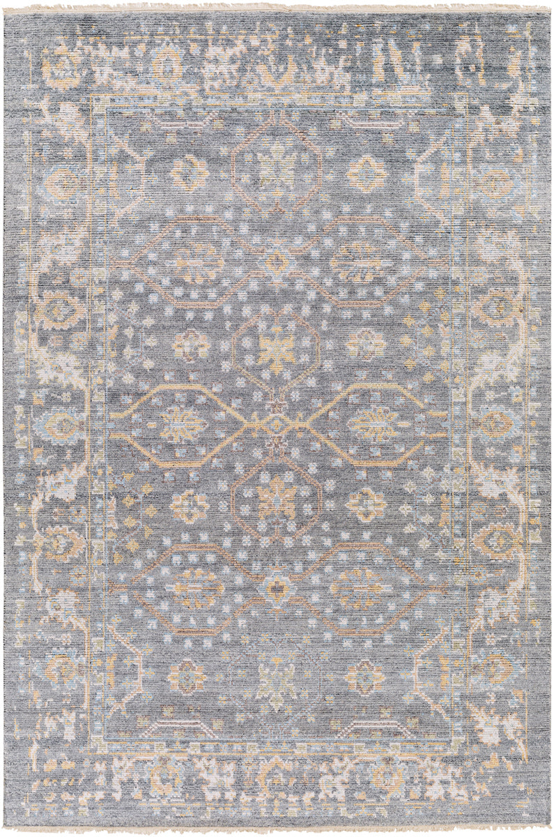 Kushal KUS-2304 6' x 9' Handmade Rug KUS2304-69  Wheat, Pale Blue, Cream, Charcoal, Light Gray Surya