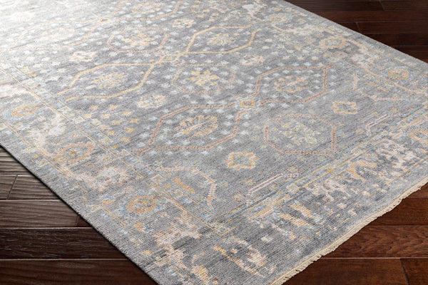 Kushal KUS-2304 8' x 10' Handmade Rug KUS2304-810  Wheat, Pale Blue, Cream, Charcoal, Light Gray Surya