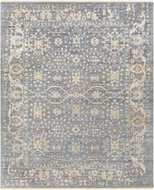 Kushal KUS-2304 8' x 10' Handmade Rug KUS2304-810  Wheat, Pale Blue, Cream, Charcoal, Light Gray Surya