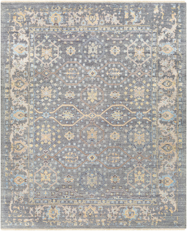 Kushal KUS-2304 8' x 10' Handmade Rug KUS2304-810  Wheat, Pale Blue, Cream, Charcoal, Light Gray Surya
