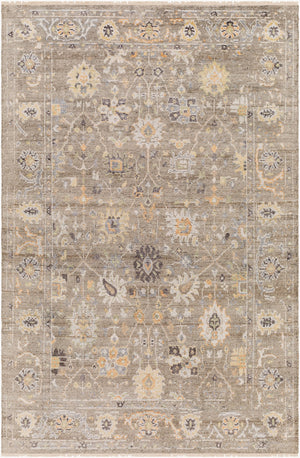 Surya Kushal 2' X 3' Handmade Wool & Viscose Rug - Luxurious High Pile With Elegant Fringe For Timeless Style Charcoal Viscose,Wool Kus2305-23