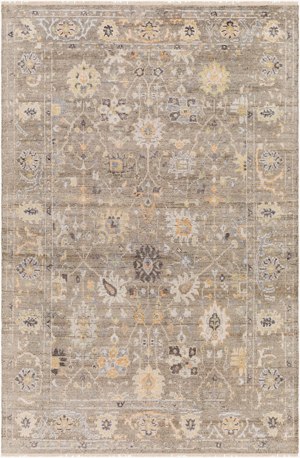Surya Kushal 2' X 3' Handmade Wool & Viscose Rug - Luxurious High Pile With Elegant Fringe For Timeless Style Charcoal Viscose,Wool Kus2305-23