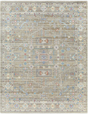 Kushal KUS-2307 9' x 12' Handmade Rug KUS2307-912  Light Brown, Brown, Medium Gray, Tan, White, Plum Surya