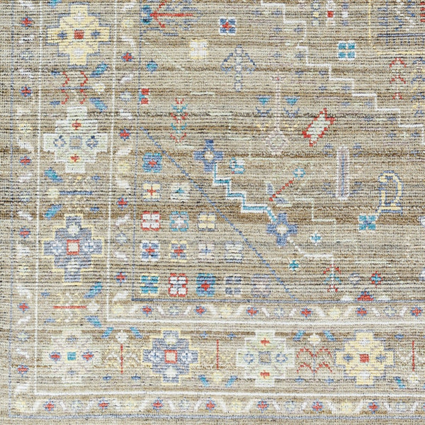 Surya Kushal 2' X 3' Handmade Wool & Viscose Rug - Luxurious High Pile With Elegant Fringe For Timeless Style Light Brown Viscose,Wool Kus2307-23