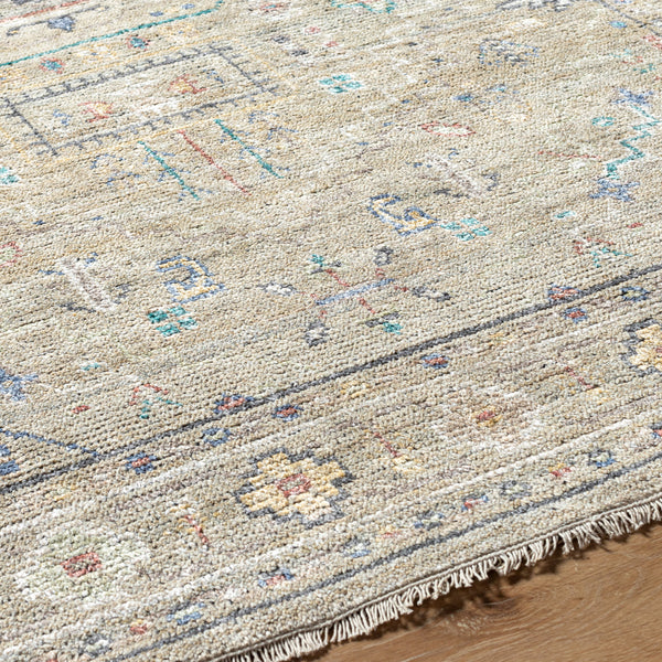 Kushal KUS-2307 9' x 12' Handmade Rug KUS2307-912  Light Brown, Brown, Medium Gray, Tan, White, Plum Surya