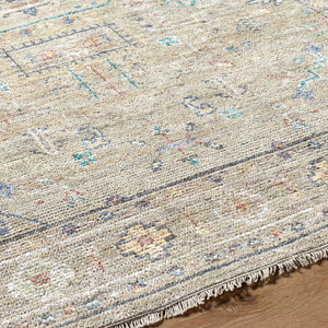 Surya Kushal 2' X 3' Handmade Wool & Viscose Rug - Luxurious High Pile With Elegant Fringe For Timeless Style Light Brown Viscose,Wool Kus2307-23