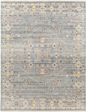 Kushal KUS-2309 9' x 12' Handmade Rug KUS2309-912  Slate, Ivory, Tan, Burnt Orange, Dark Blue, Wheat Surya