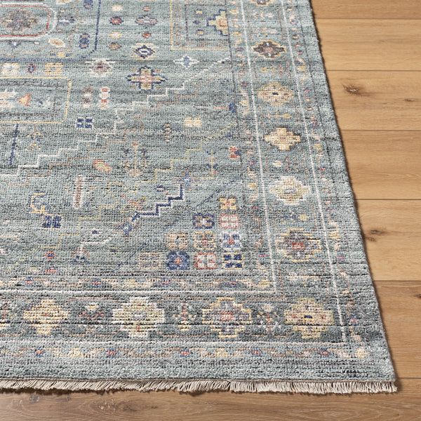 Kushal KUS-2309 9' x 12' Handmade Rug KUS2309-912  Slate, Ivory, Tan, Burnt Orange, Dark Blue, Wheat Surya