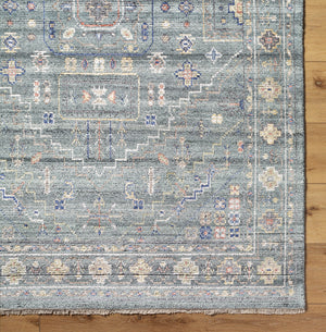 Kushal KUS-2309 9' x 12' Handmade Rug KUS2309-912  Slate, Ivory, Tan, Burnt Orange, Dark Blue, Wheat Surya