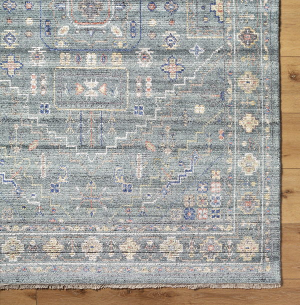 Kushal KUS-2309 9' x 12' Handmade Rug KUS2309-912  Slate, Ivory, Tan, Burnt Orange, Dark Blue, Wheat Surya