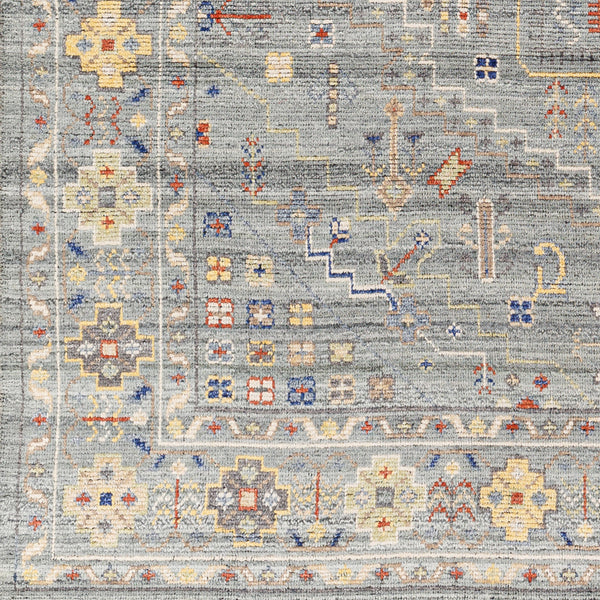 Kushal KUS-2309 9' x 12' Handmade Rug KUS2309-912  Slate, Ivory, Tan, Burnt Orange, Dark Blue, Wheat Surya
