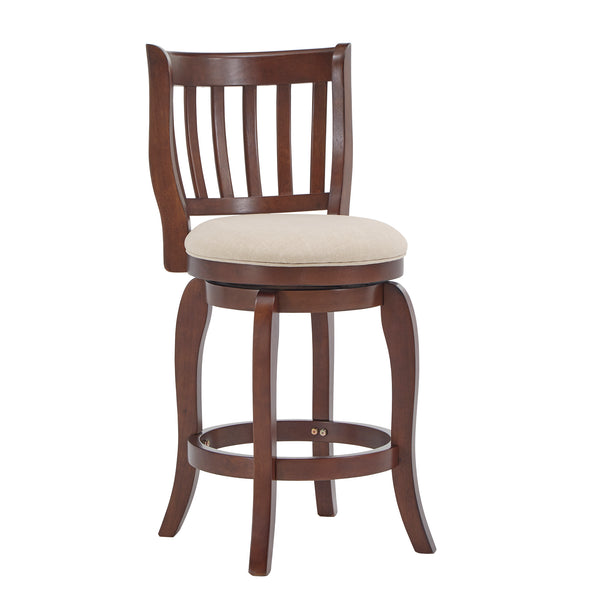 Homelegance By Top-Line Redford Linen High Back Swivel Counter Height Stool Brown Rubberwood