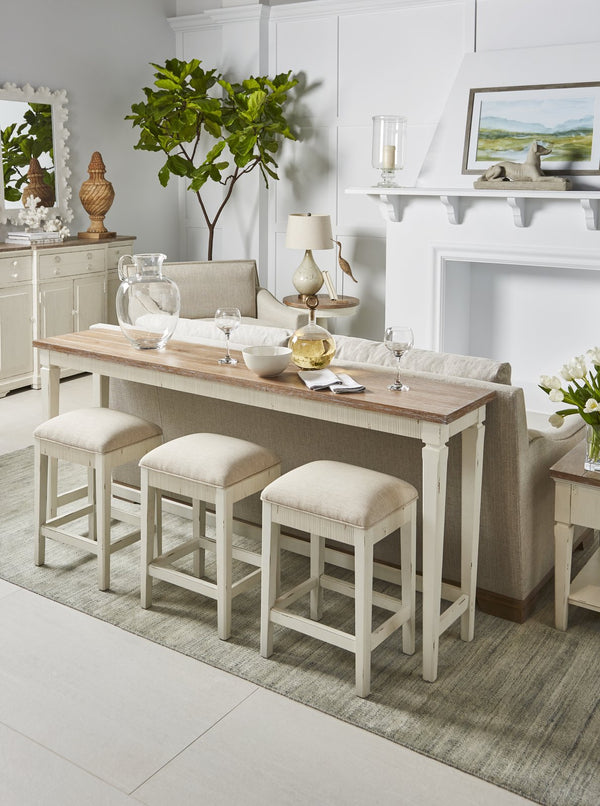 A.R.T. Furniture Palisade Two-tone Gathering Console Table – English Cottage Style, Vintage White & Hickory Finish White Poplar And Parawood Solids,Hickory Veneers 273317-2908