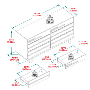 6-Drawer Solid Wood Modern Dresser Walnut BR6DREBDRBLWT-T Walker Edison
