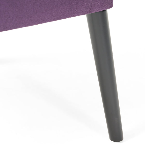 English Elm Arm Chair Plum Fabric Upholstered Accent Seat with Black Birch Legs for Living Room 59258.00PLU