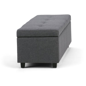 English Elm Castleford Storage Ottoman with Hidden Storage and Tufted Vegan Faux Leather Bench for Entryway Dark Gray B136P158182