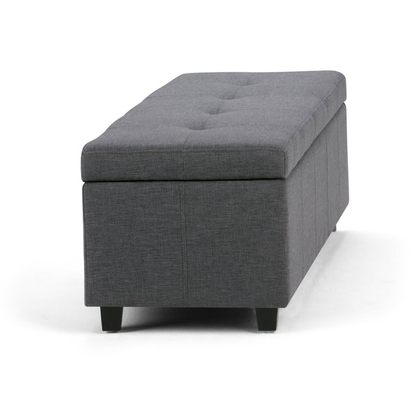 English Elm Castleford Storage Ottoman with Hidden Storage and Tufted Vegan Faux Leather Bench for Entryway Dark Gray B136P158182