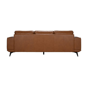 Porter Designs Porter Pirelli Midcentury Modern Full-grain Leather Sofa In Cognac Tan With Rubberwood Base Brown Leather 02-204-01-0330