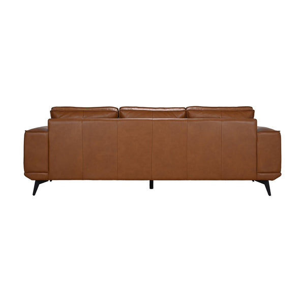 Porter Designs Porter Pirelli Midcentury Modern Full-grain Leather Sofa In Cognac Tan With Rubberwood Base Brown Leather 02-204-01-0330