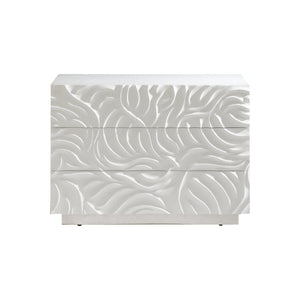 Bernhardt Bernhardt Alia Nightstand With Carved Resin Fronts, White Plaster Finish, Soft-Close Drawers & Ss Base 316234