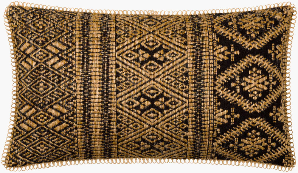 Surya Kavana Bohemian Global Style Lumbar Pillow 12"L X 22"W - Durable Jute & Cotton For Cozy Decor Camel Cotton,Jute,Cotton Kva001-1222d