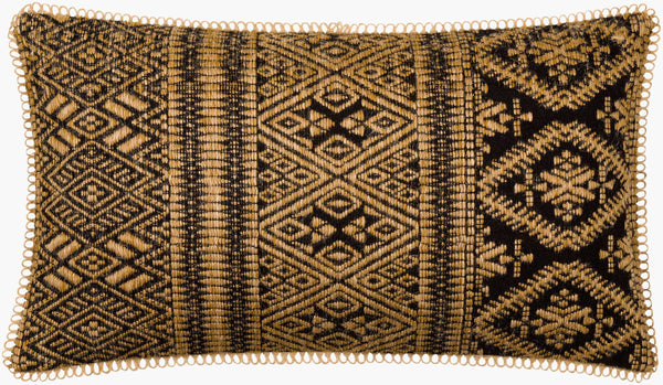 Surya Kavana Bohemian Global Style Lumbar Pillow 12"L X 22"W - Durable Jute & Cotton For Cozy Decor Camel Cotton,Jute,Cotton Kva001-1222d