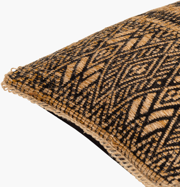 Surya Kavana Bohemian Global Style Lumbar Pillow 12"L X 22"W - Durable Jute & Cotton For Cozy Decor Camel Cotton,Jute,Cotton Kva001-1222d