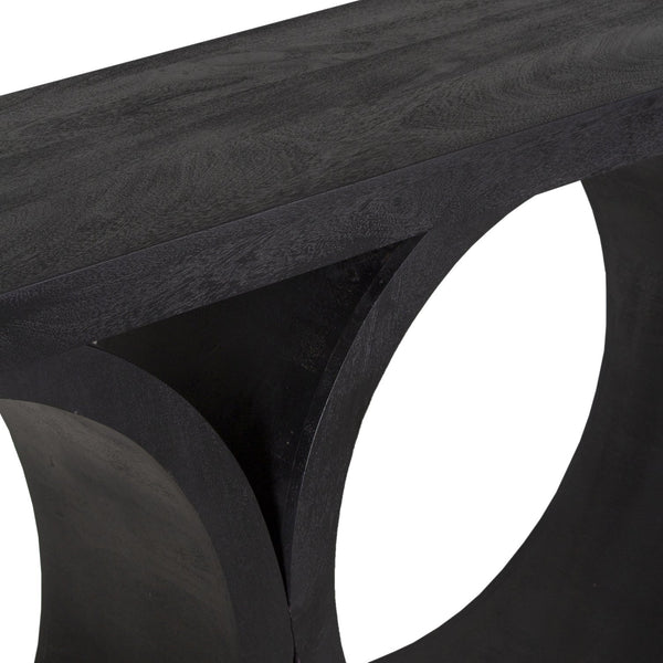 Porter Designs Porter Brockton Solid Mango Wood Console Table - Modern Geometric Design, Rich Black Finish Black Wood 05-108-10-5662