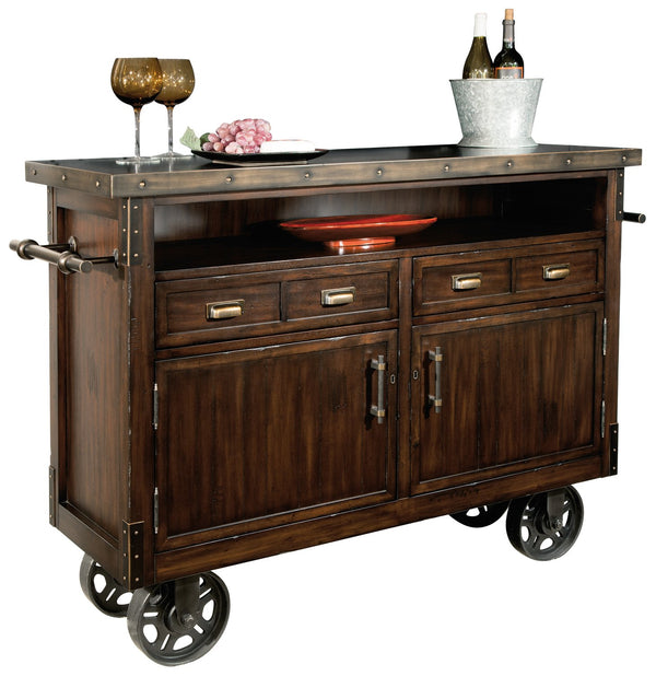 Hekman Furniture 695146 Rustic Hardwood Wine & Bar Cabinet With Wheels, Locking Door, And Stemware Rack Storage Rustic Hardwood Barrows Wine Console 695146