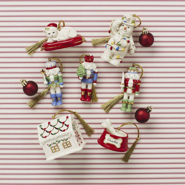 Lenox Holiday Accent Gingerbread House Ornament Red & Green, IVORY PORCELAIN 896108