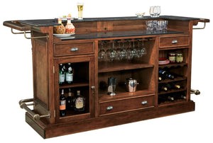 Hekman Furniture 693027 Cheers Bar - Stylish Hampton Cherry Finish, Black Sparkle Granite Top, Wine Storage & More! Hampton Cherry Cheers Bar 693027