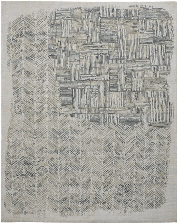 Feizy Rugs Elias Hand Woven Abstract Viscose/Wool Low Pile Rug - Modern Elegance For Any Home Decor Style Green,Blue,Ivory Viscose,Wool Els6891fgrn000c50