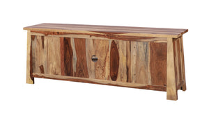 Porter Designs Porter Kalispell Solid Sheesham Wood Tv Stand – Handcrafted Media Storage With Stylish Design Natural Wood 06-196-03-2419