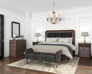 A.R.T. Furniture Revival Upholstered Bed In Charcoal Velvet - Luxurious Napa Mahogany Finish With Timeless Elegance Black, Brown Rubberwood Solids,Quarter Mahogany Veneer,Foam,Fabric,Resin 328125-1730